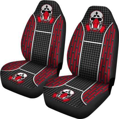 Black Red Poison Gas Skull Mitsubishi Car Seat Covers