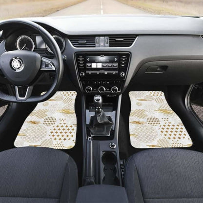 Beautiful Gold Japanese Pattern Front And Back Car Mats