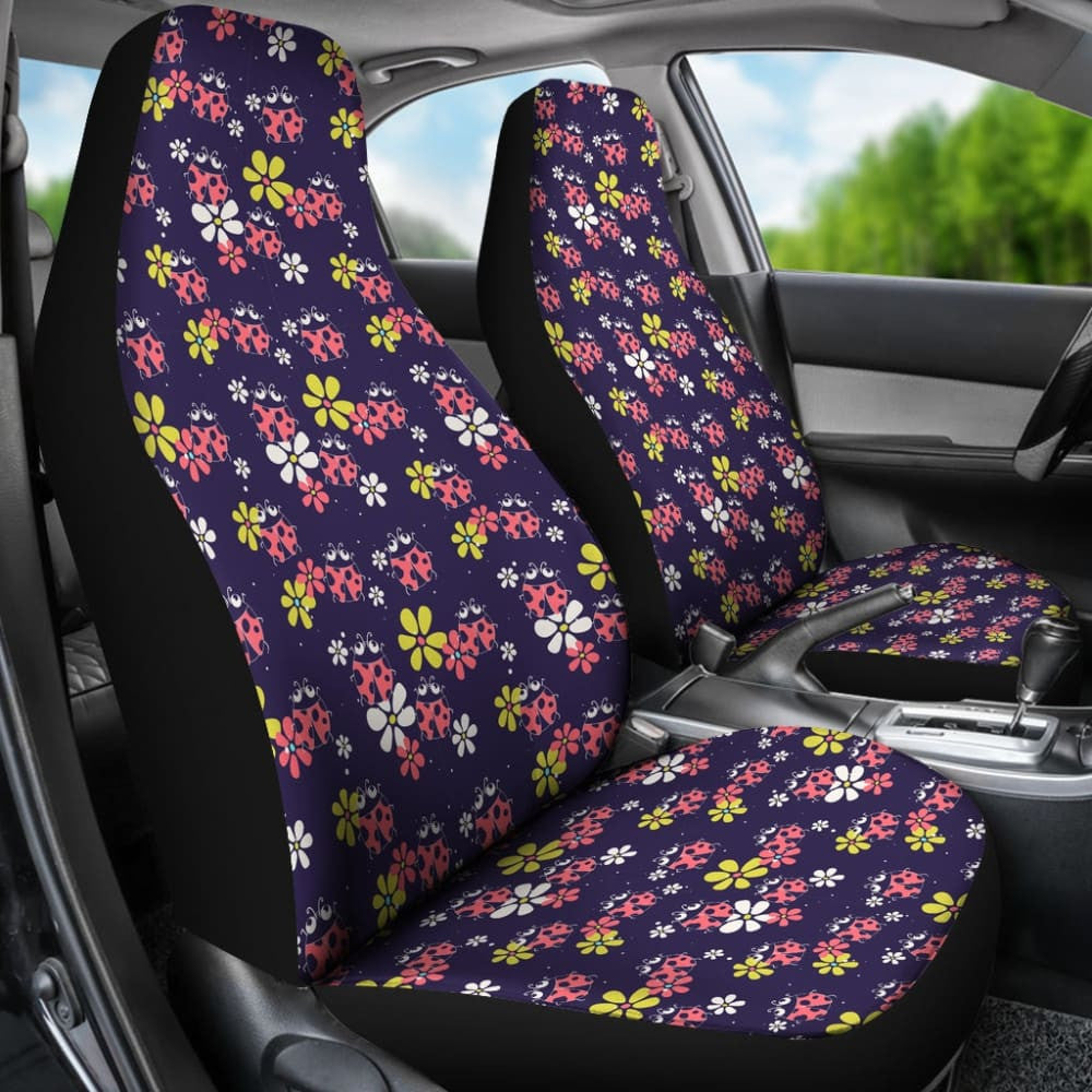 Beautiful Ladybug Funny Flower Print Car Seat Covers