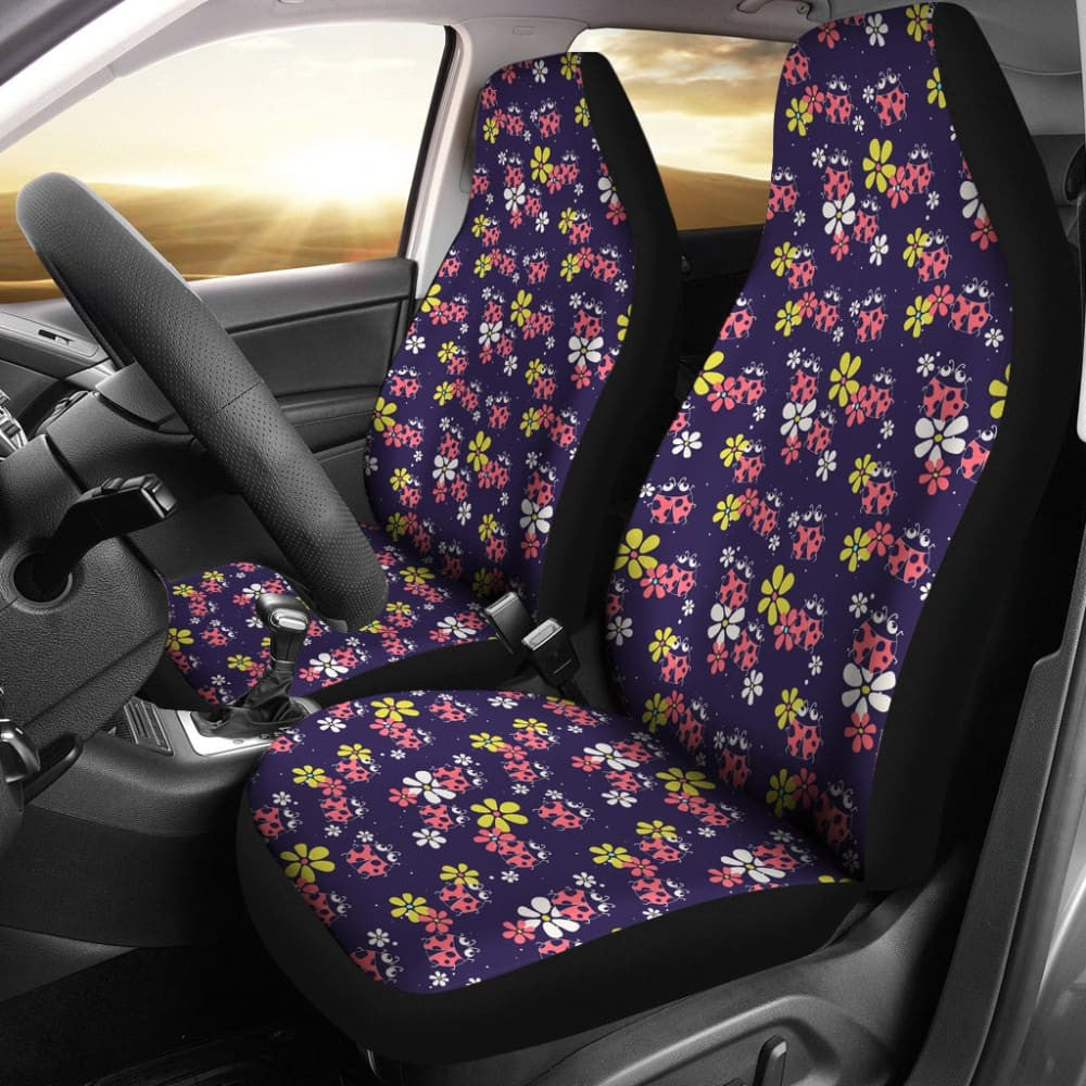 Beautiful Ladybug Funny Flower Print Car Seat Covers