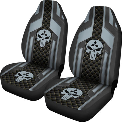 Black Grey Punisher Skull Mitsubishi Car Seat Covers