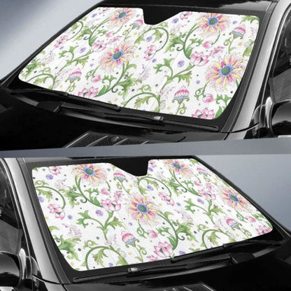 Beautiful Pink Lotus Waterlily Leaves Pattern Car Auto Sun Shades