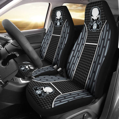 Black Grey Poison Gas Skull Mitsubishi Car Seat Covers