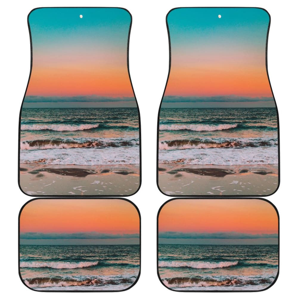 Beautiful Beach Car Floor Mats In Sunset Moments