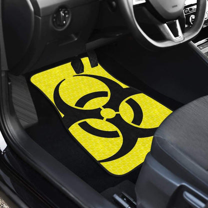 Black Biohazard Sign Yellow Background Car Floor Mats