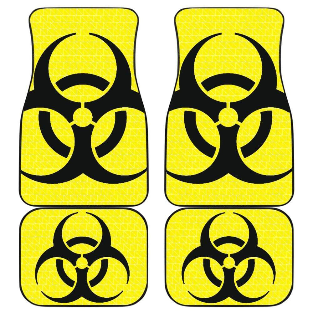 Black Biohazard Sign Yellow Background Car Floor Mats