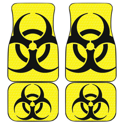 Black Biohazard Sign Yellow Background Car Floor Mats
