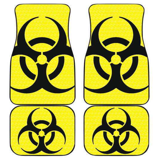 Black Biohazard Sign Yellow Background Car Floor Mats