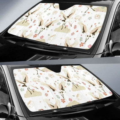 Beautiful Japanese Cranes Pattern Car Auto Sun Shades