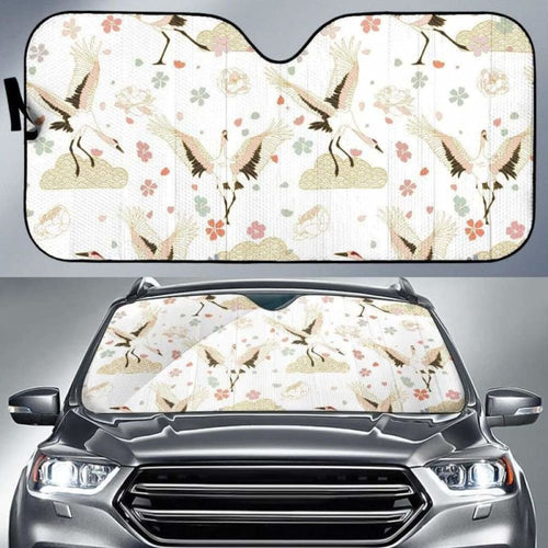 Beautiful Japanese Cranes Pattern Car Auto Sun Shades