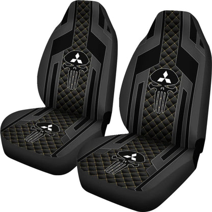 Black Themed Punisher Skull Mitsubishi Car Seat Covers