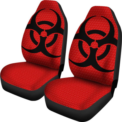 Black Biohazard Sign Red Background Car Seats Covers