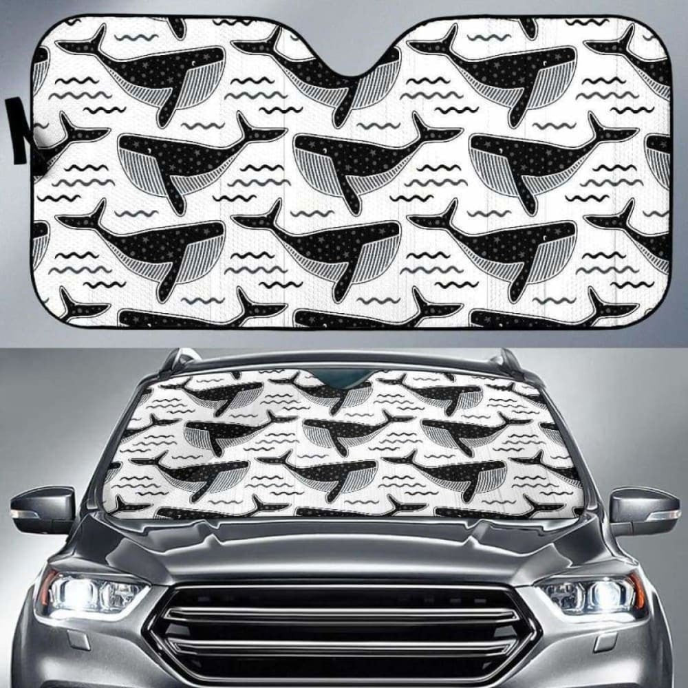 Black Whale Pattern Car Auto Sun Shades