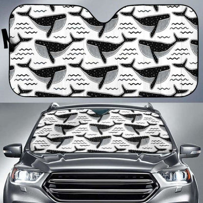Black Whale Pattern Car Auto Sun Shades