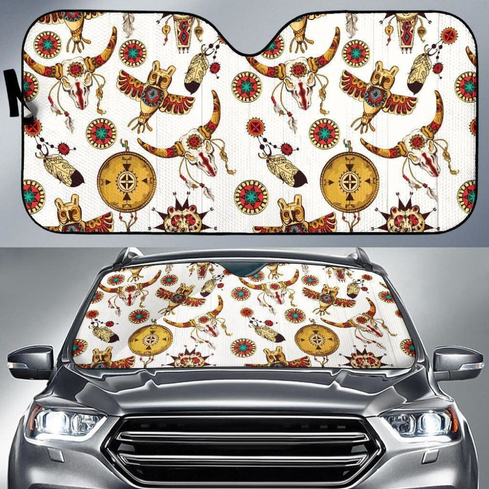Bison Owl Feather Native American Auto Sun Shades