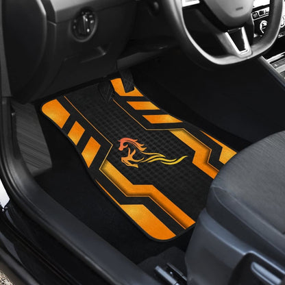 Black Orange Horse Mustang Metallic Style Printed Car Accessories Car Floor Mats