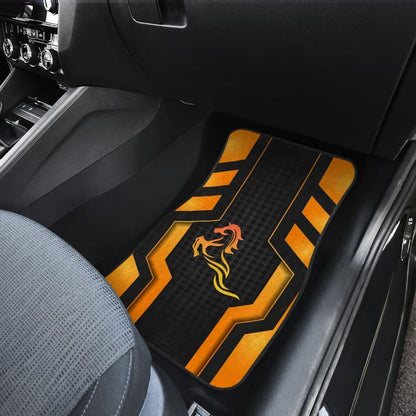 Black Orange Horse Mustang Metallic Style Printed Car Accessories Car Floor Mats