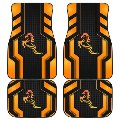 Black Orange Horse Mustang Metallic Style Printed Car Accessories Car Floor Mats
