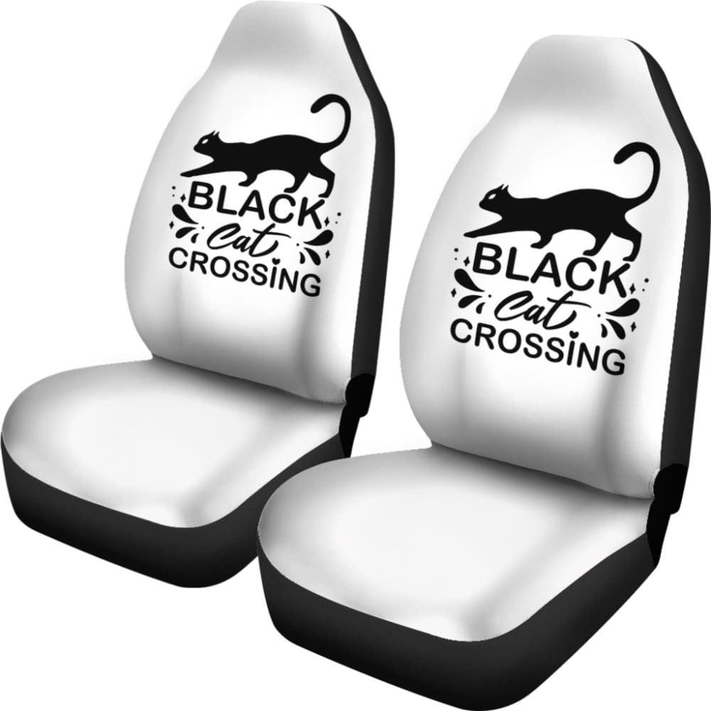 Black Cat Crossing Halloween Gift Car Seat Covers
