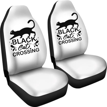 Black Cat Crossing Halloween Gift Car Seat Covers