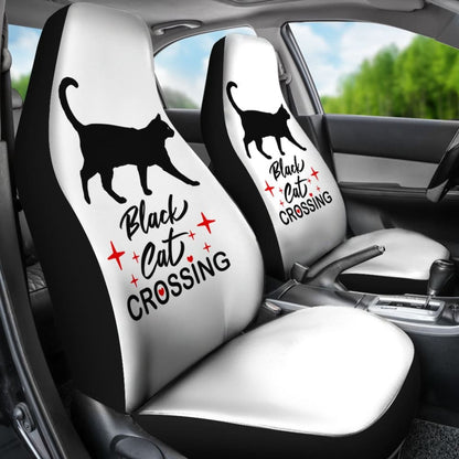 Black Cat Crossing Car Seat Covers