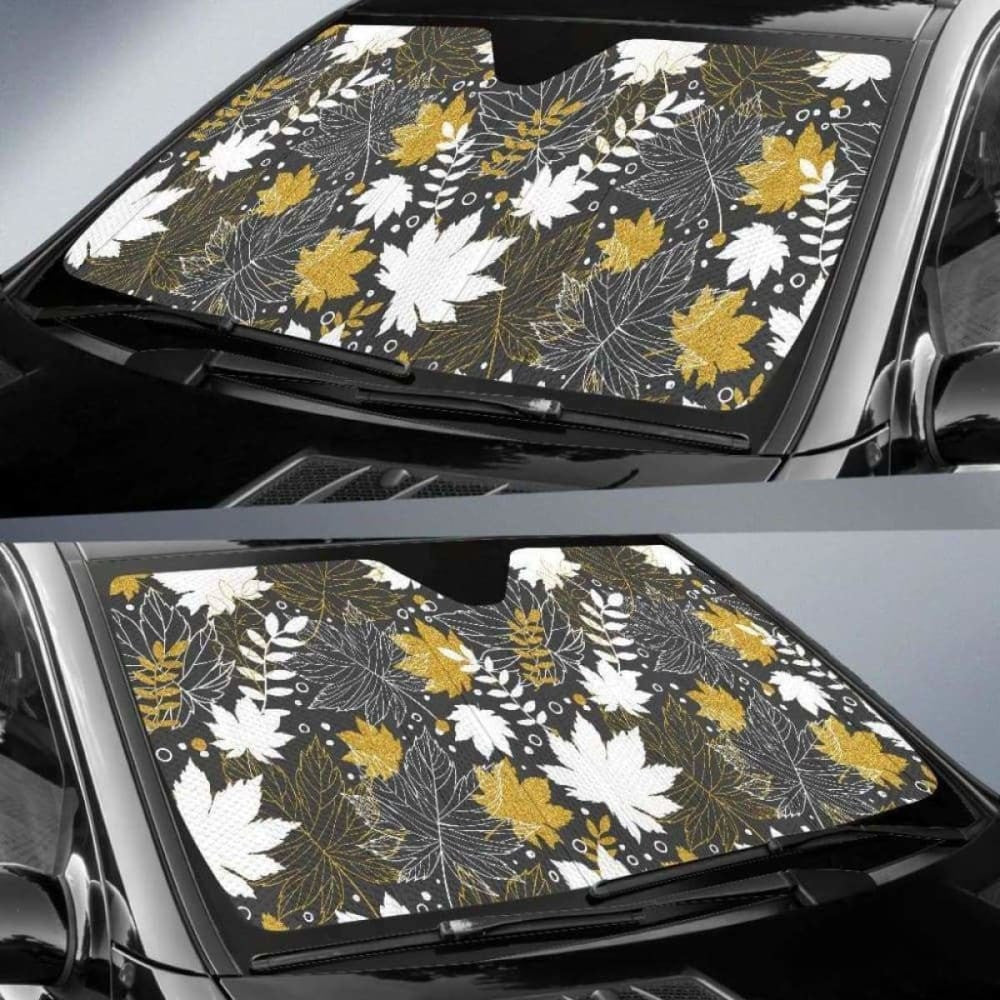 Beautiful Gold Autumn Maple Leaf Pattern Car Auto Sun Shades
