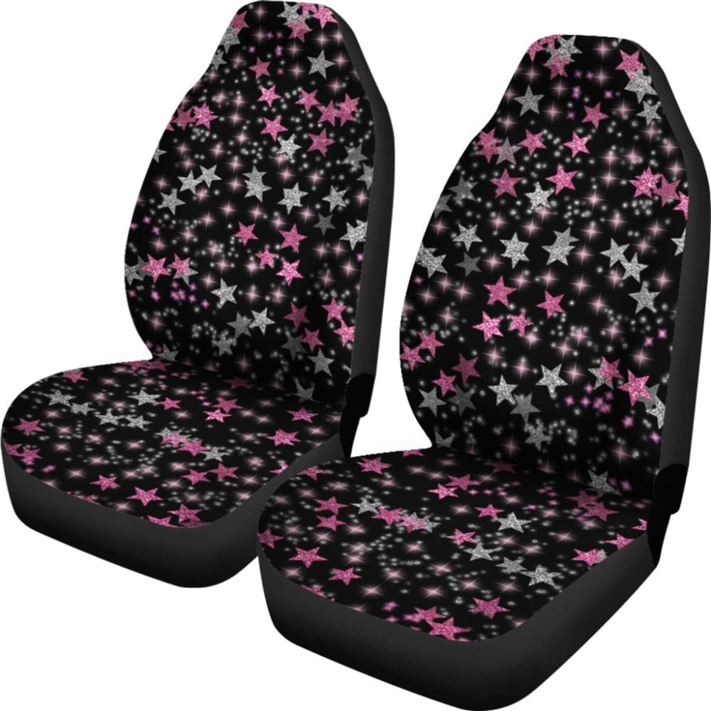 Black Sky Pink Stars Car Seat Covers