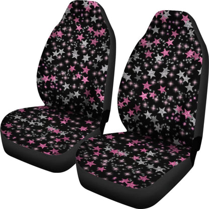 Black Sky Pink Stars Car Seat Covers