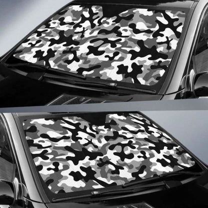 Black White Camo Camouflage Pattern Car Auto Sun Shades