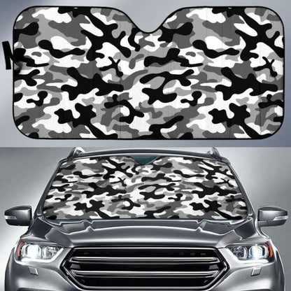 Black White Camo Camouflage Pattern Car Auto Sun Shades
