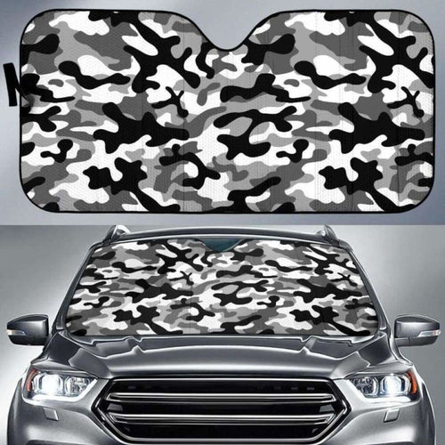 Black White Camo Camouflage Pattern Car Auto Sun Shades