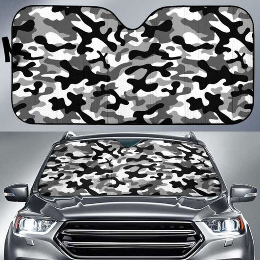 Black White Camo Camouflage Pattern Car Auto Sun Shades