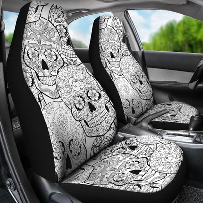 Black & White Sugar Skull Seat Covers