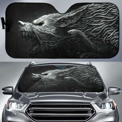 Black And White Hellhound Wolf Auto Sun Shades