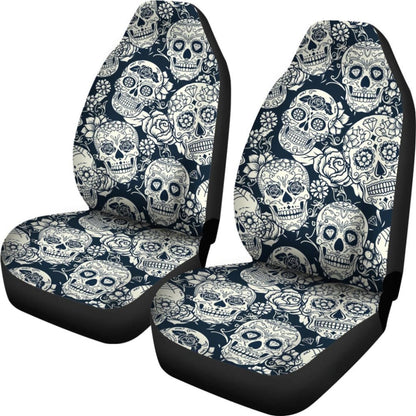 Black & White Sugar Skull Ii Car Seat Covers
