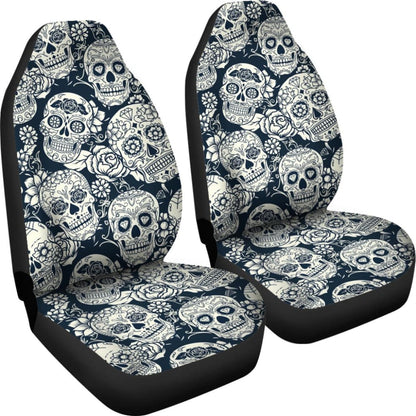 Black & White Sugar Skull Ii Car Seat Covers