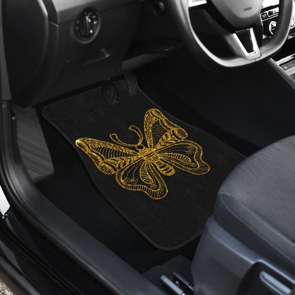 Beautiful Butterfly Gold Custom Car Floor Mats
