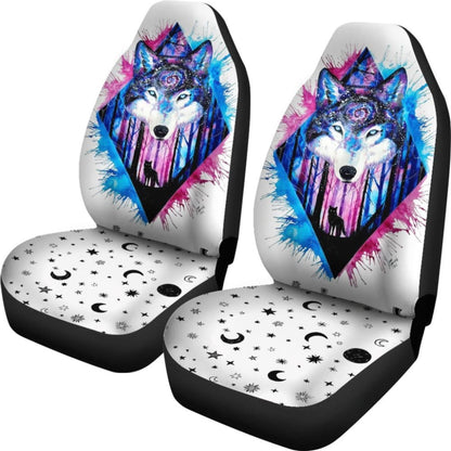 Black And Blue Wolf Car Seat Covers