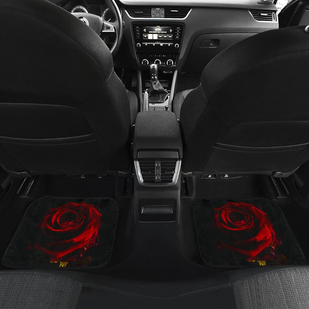 Black with Red Rose Blooming Car Floor Mats
