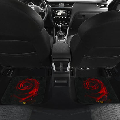 Black with Red Rose Blooming Car Floor Mats