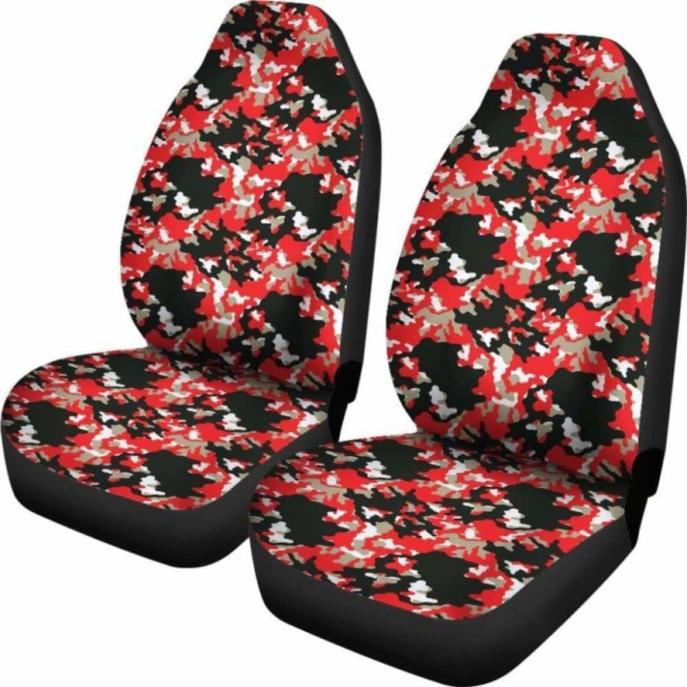 Black Red And Gray Skull Camouflage Camo Car Seat Covers