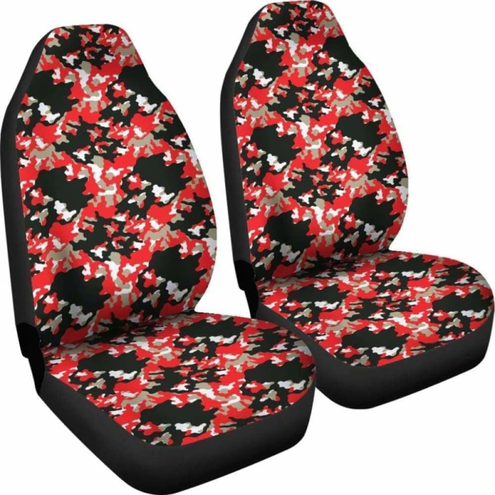 Black Red And Gray Skull Camouflage Camo Car Seat Covers