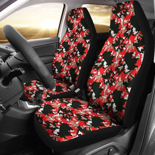 Black Red And Gray Skull Camouflage Camo Car Seat Covers