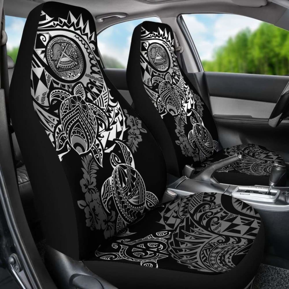 American Samoa Car Seat Covers - American Samoa Seal Turtle Gray Hibiscus Flowing - Amazing