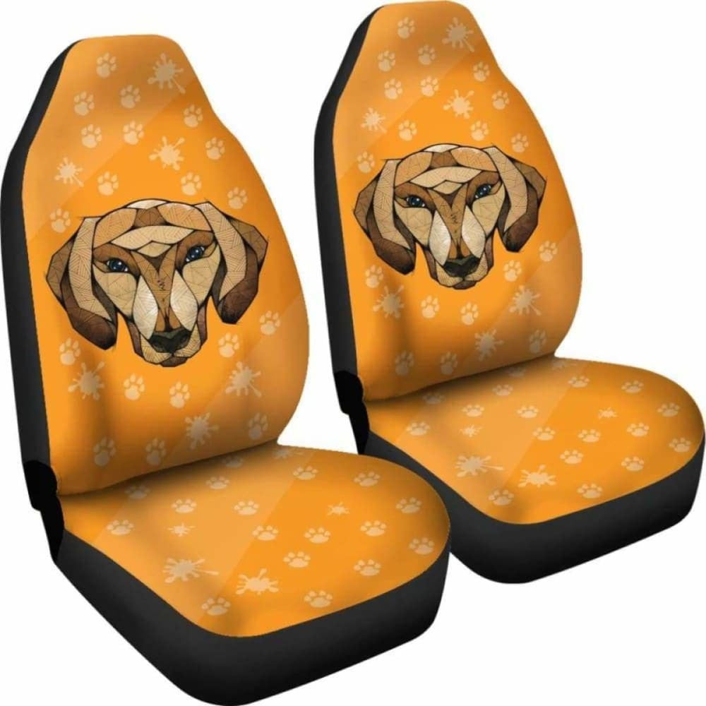 Dachshund Face Orange Car Seat Covers